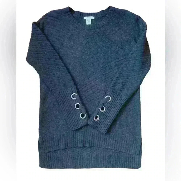 BAR III Black sweater lace up sleeve size M - Picture 1 of 4
